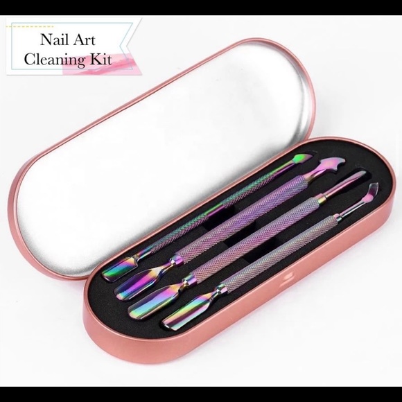 Pink Dazzle Four Piece Nail Pusher Set - Picture 2 of 5